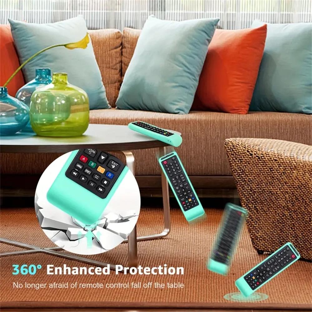 Silicone Protective Dustproof Cover for Smart TV Remote Control, Anti-Fall Removable Washable Design with Lanyard, Compatible with Multiple Models