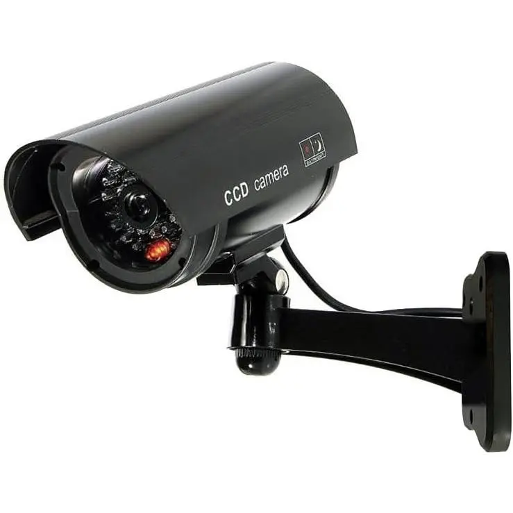 Fake Security Camera, Saikiot Dummy CCTV Surveillance System with Realistic Red Flashing Lights and Warning Sticker Indoor Outdoor Protect