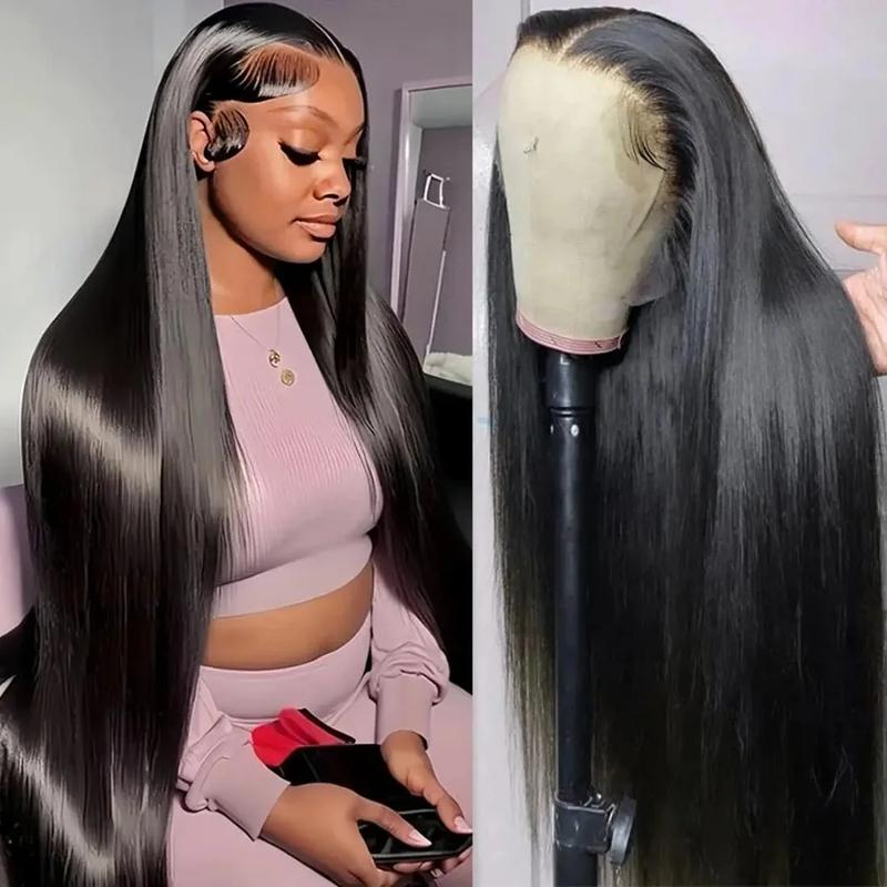 [Bling Hair ]  13x6 HD Transparent Lace Front Wigs Human hair Pre Plucked 180 Density Brazilian Body Wave Frontal Wigs Human Hair with Baby Hair Natural Hairline Natural Black Color