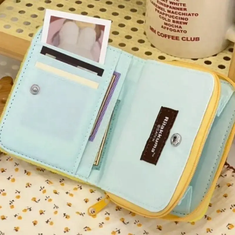 Kawaii Kiiroitori Fluffy Coin Purse Cute Bear Nose Wallet Portable 2 Fold Card Holder Multi-function INS Coin Storage Bag Gift