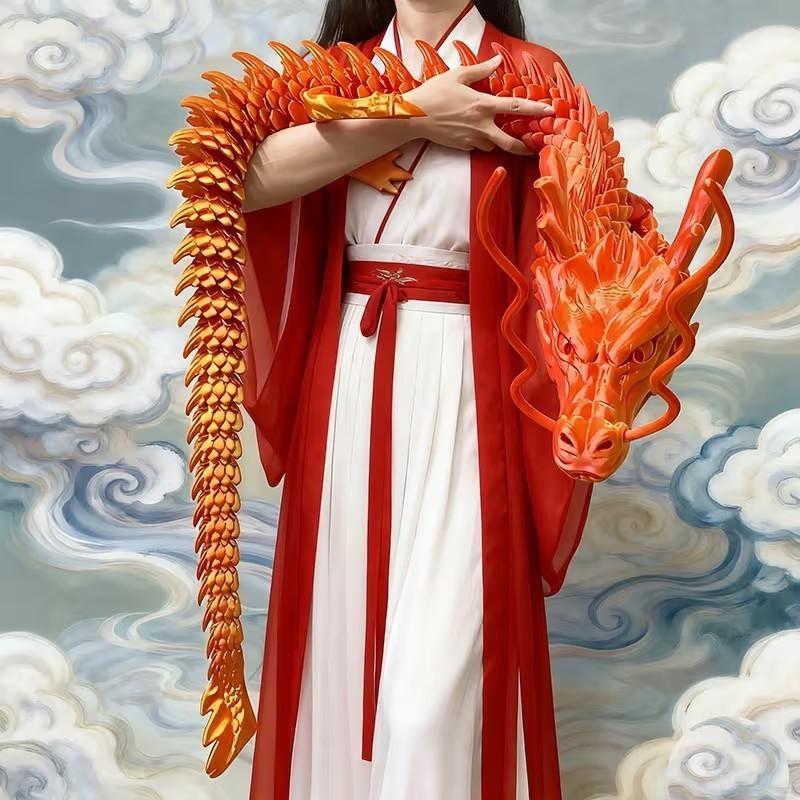 3D Printed 150cm Dragon Model, Giant Chinese Dragon Desktop Decoration, Desktop Statue, Unique Home Office Decor, Ornaments Decoration, Decorative Sculptures, Collectible Figurines, Perfect Holiday Gift, Valentine's Day Present