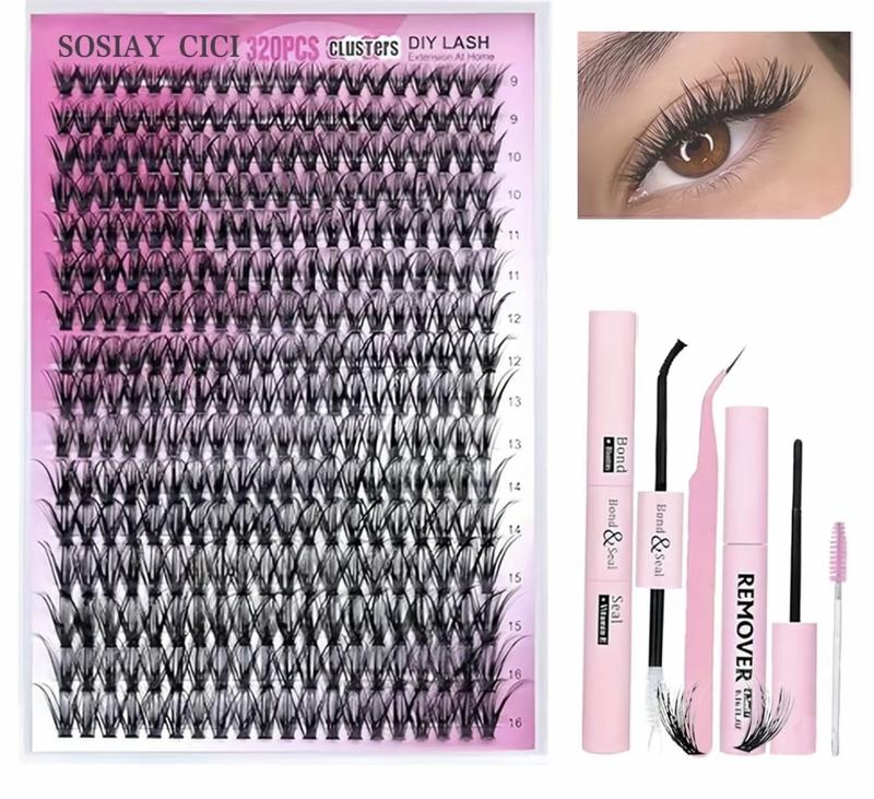 DlY Eyelash Extension Kit Summer Style,320 Pcs D Curl Clusters Individual FalseEyelashes, Mixed 9-1ómm, with LashBond & Seal, Eyelash Tweezers, EyelashRemover, Eye Makeup EnhancementProducts,Dly Lash Extensions at Home,Mother's Day Gift DlY Eyelash Extension Kit Summer Style,320 Pcs D Curl Clusters Individual FalseEyelashes, Mixed 9-1ómm, with LashBond & Seal, Eyelash Tweezers, EyelashRemover, Eye Makeup EnhancementProducts,Dly Lash Extensions at Home,Mother's Day Gift