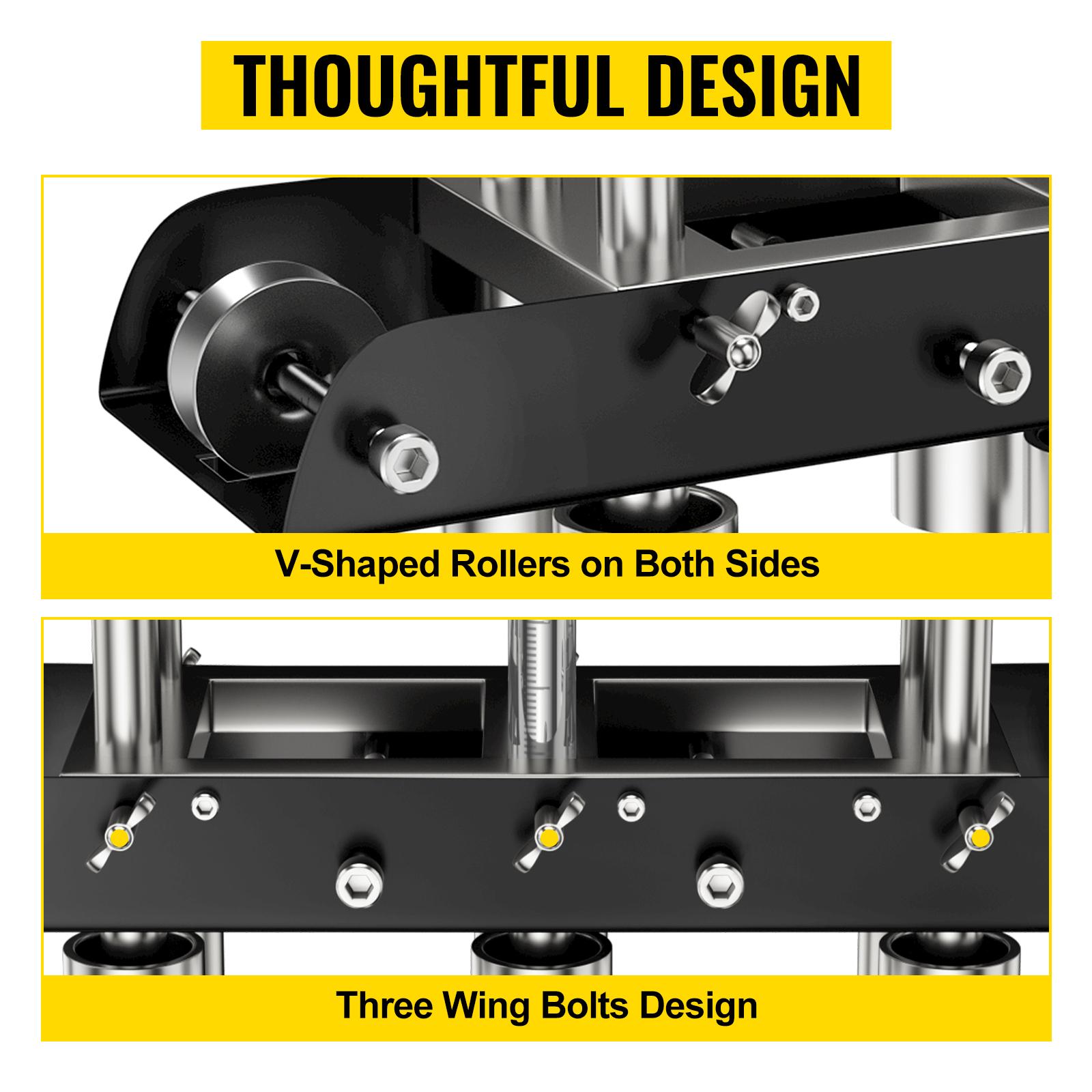VEVOR Three-Station Edge Roller, Large Radius, 0-90 Bending Angle Sheet Metal Brake, Quickly Adjusts for Making 0.63-5.7 Bends in 30-19 Gauge Steel, for Clean Crisp Bends in Metal Roofing Materia