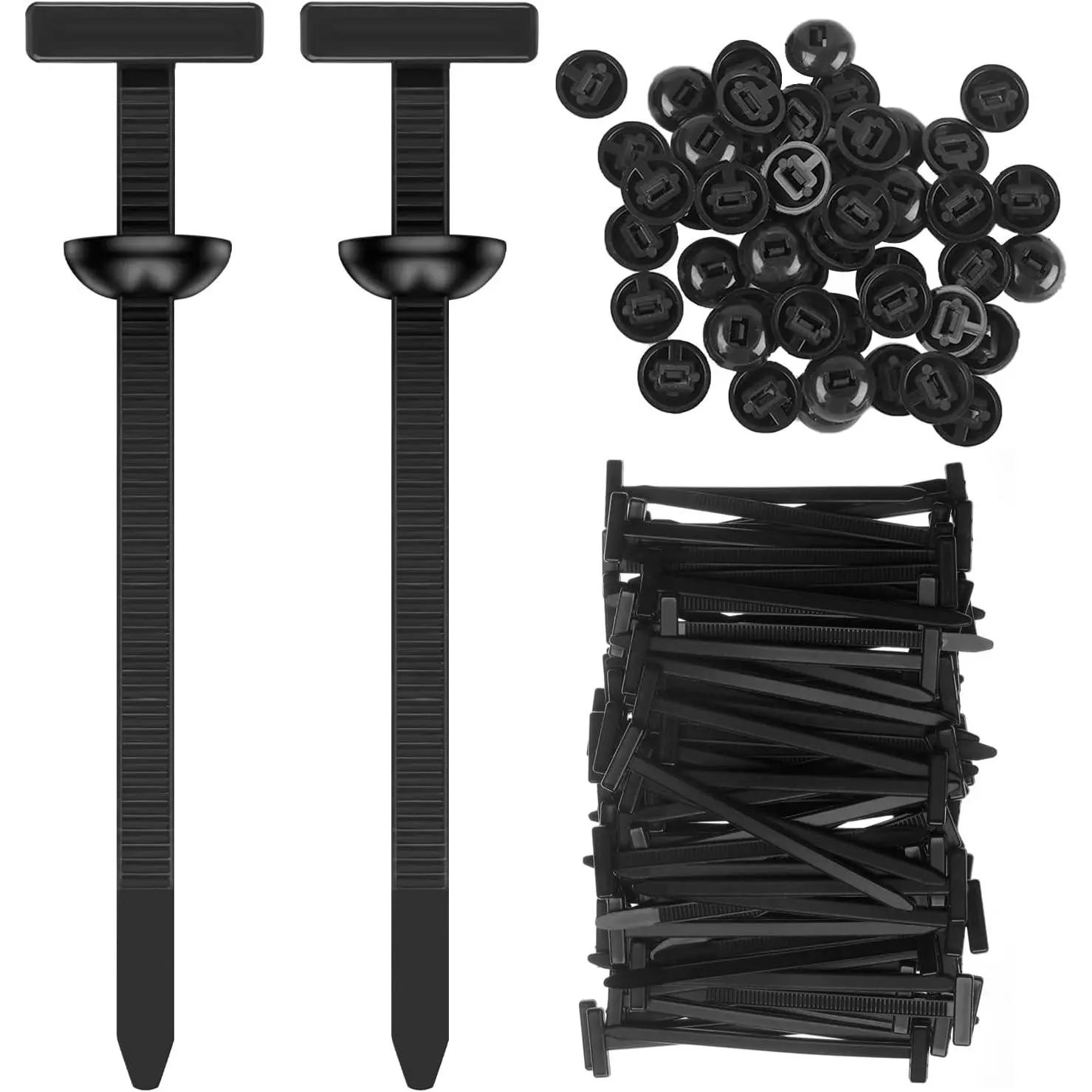 150-Count Heavy-Duty Self-Locking Nylon Snap-In Connector Cable Ties, Pin & Button Design for Home Improvement, Workshop Repairs