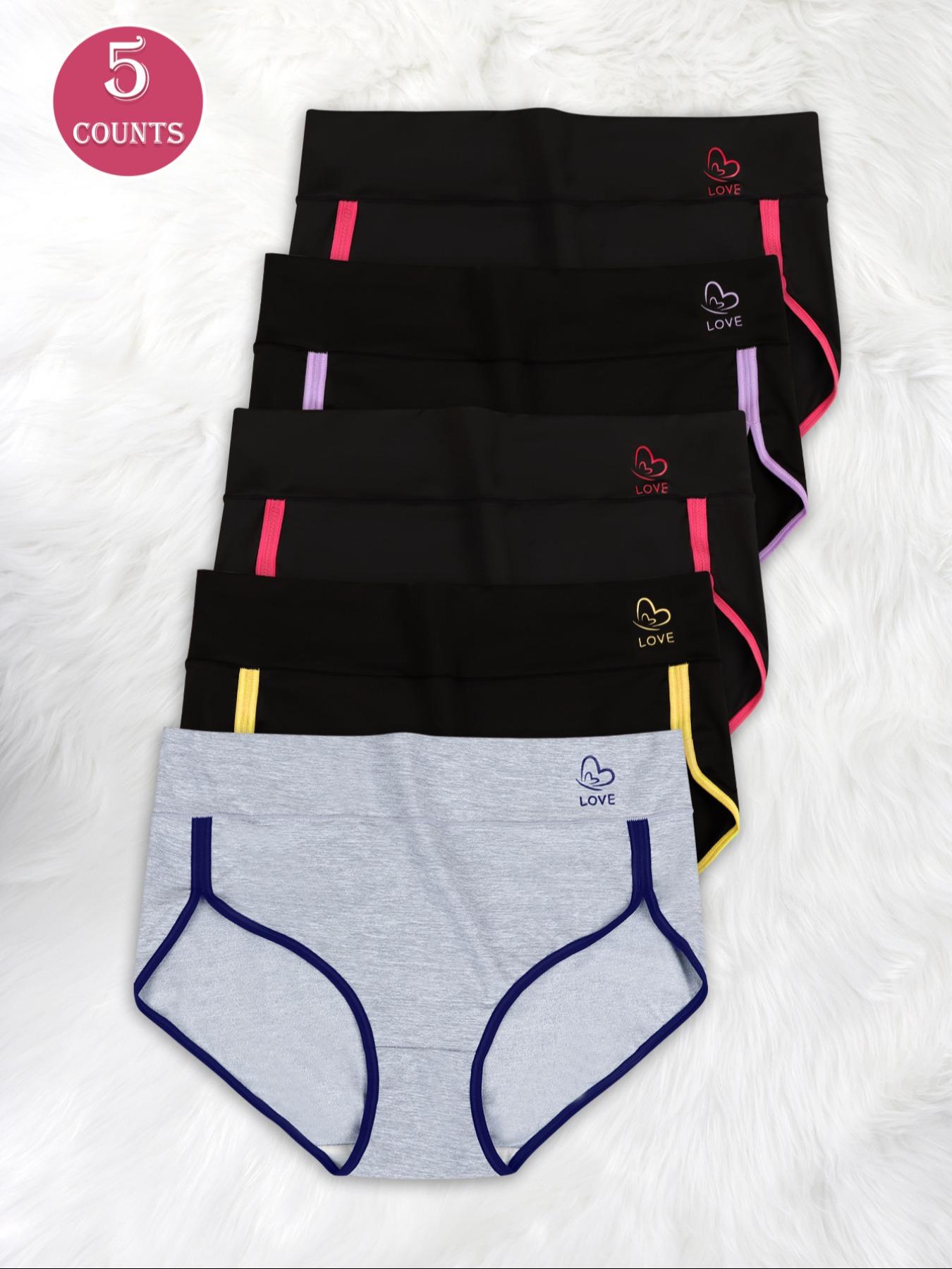 Women's Butterfly & Letter Print Contrast Binding Panty, Soft Comfy Breathable Knicker for Daily Wear, Underwear for All Seasons
