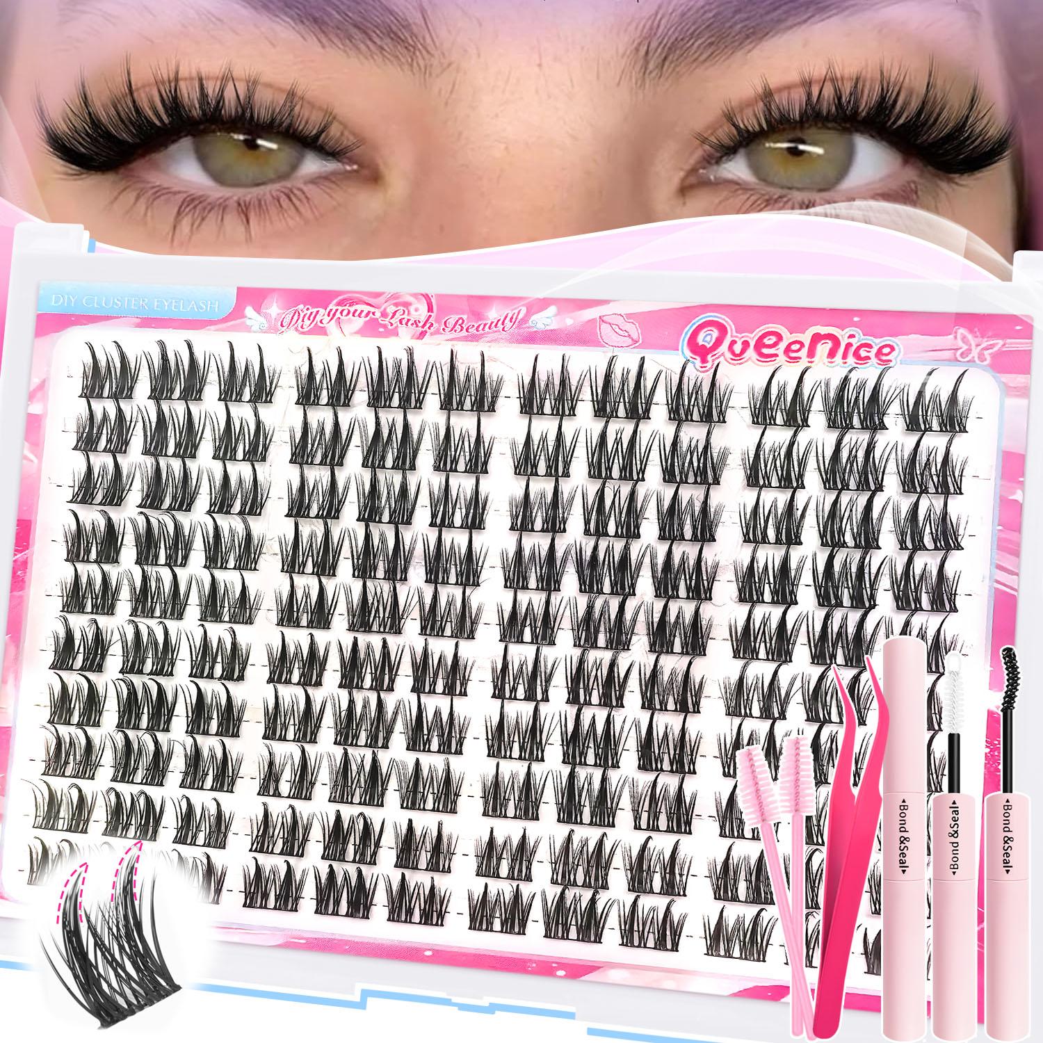 Manga double Spiked lash clusters kit Featuring Natural Eyelash Extension Manga feeling/wetlook/Spikes/Fairy shape eyelashes Perfect D Curl Are Naturally Thick Reusable false eyelashes Suitable for gifting and personal use
