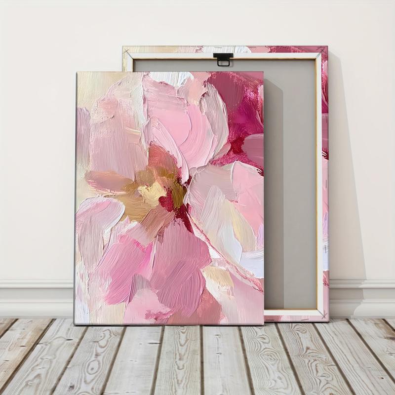 3 Counts Wood Framed 2D Blush Floral Canvas Poster, Abstract Pink Flower Wall Art, Wooden Wall Art, Ready To Hang, Peony Art Wall Decor, Artwork Wall Painting For Gift, Wall Picture for Living Room, Bedroom