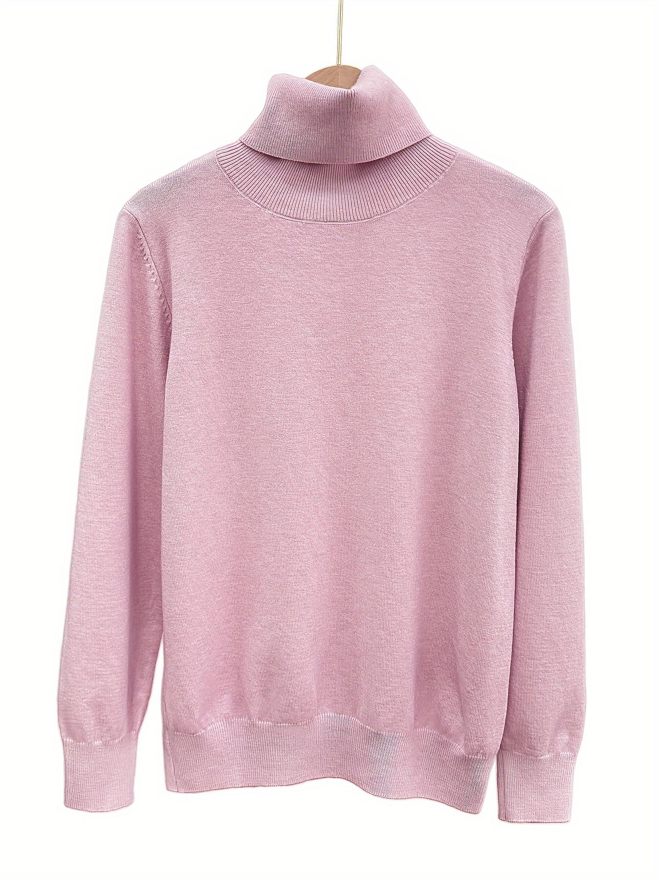 Women's High Neck Pure Color Knit Sweater, Slim Fit Long Sleeve Inner Layer Outerwear, Versatile Fall Winter Top, Knitwear