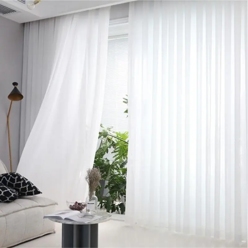 2 Panel Solid Color White Sheer Curtains for Bedroom Study Room Kitchen Living Room Grommet Yarn Window Drapes Transparent Light Weight Soft Window Treatment 63 84 95 108inches Length