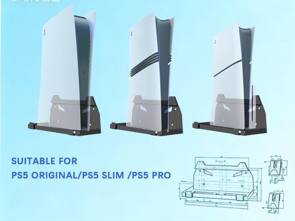 GETYEA Wall Mount Stand for Ps5 and Ps5 Slim Console, Vertical Holder Set, Controller Hook Included, Playstation 5 Accessories