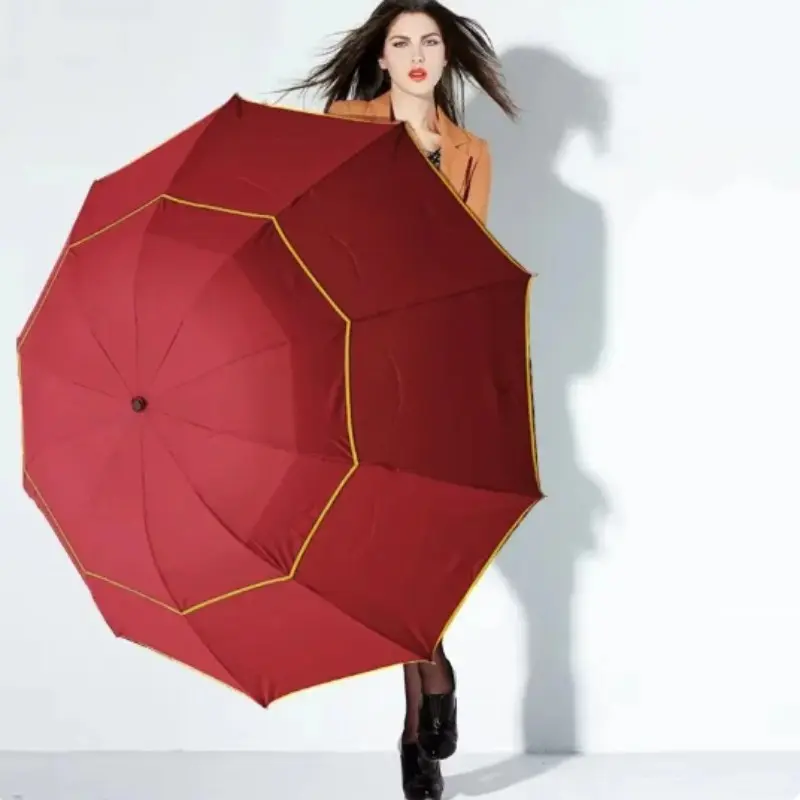 Large Folding Umbrella, 10-Rib Wind-Resistant, Rain & Sun Protection, Waterproof, 105cm Diameter, Durable Lightweight Travel Umbrella