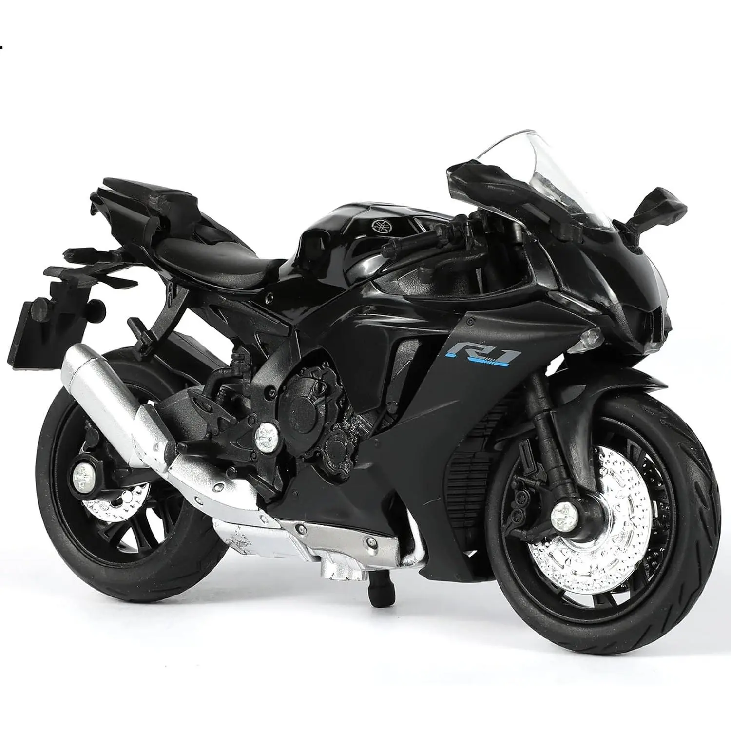 Yamaha YZF-R1 Diecast Motorcycle Model 1:18 Scale Black Sport Bike Collectible Toy for Kids Adults