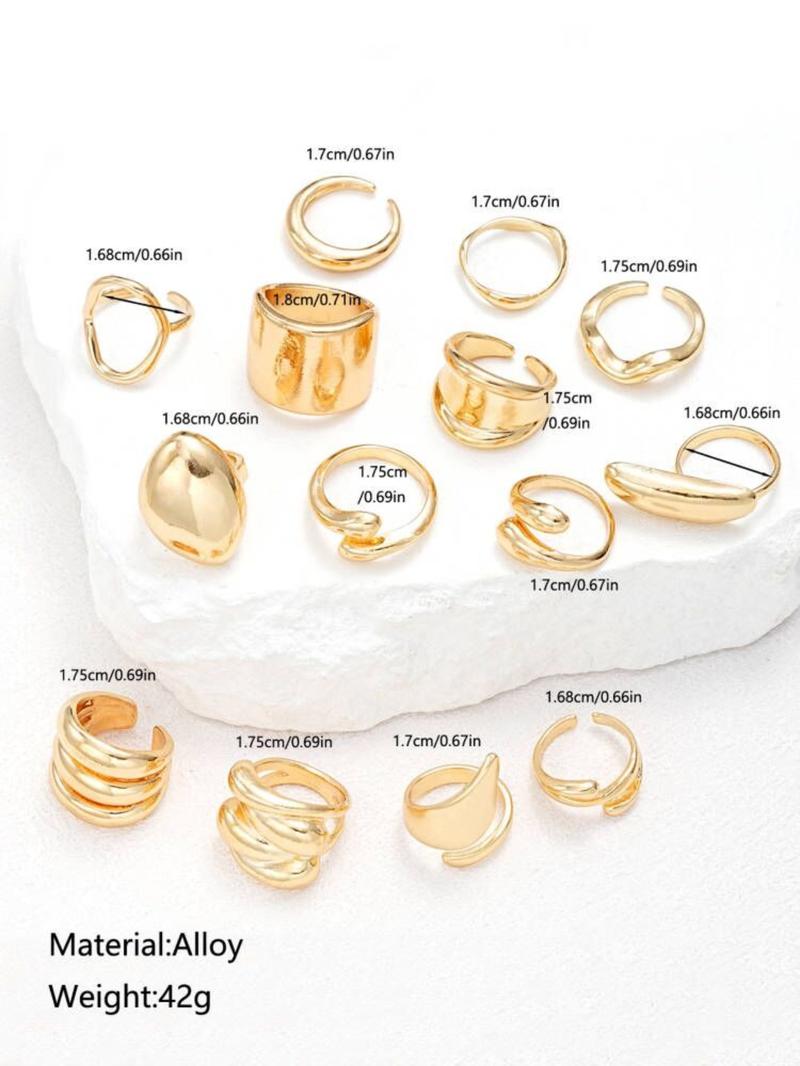 Punk Style Geometric Design Ring Set, Gold Stackable Rings, Statement Rings, Fashion Accessories for Women & Girls, Casual Stackable Rings for Party, Daily Clothing Decor, for Gift, Jewelry for Women, Bohemian Stackable Rings, Gift Ideas