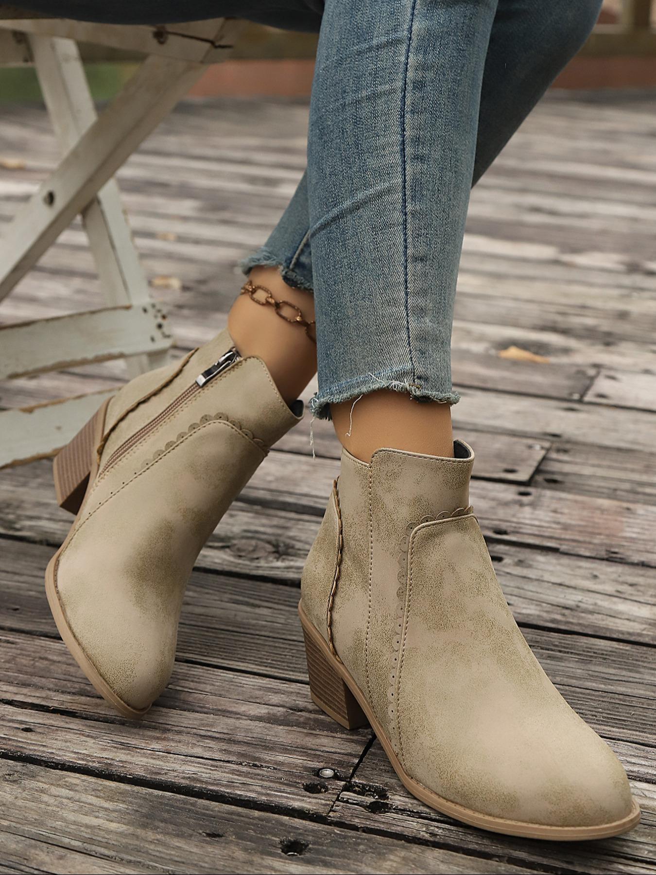 Women's Buckle Boots, Slim Fit Elegant Modern Style, Comfortable Daily Wear Shoes, Fashion Designer Trendy Design, Western Ankle Boots