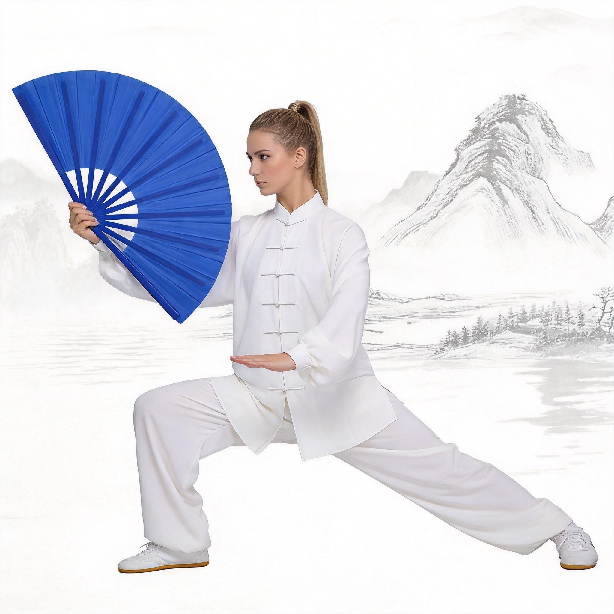 2 Pcs Colorful Kung Fu Sound Fans, 10 Inch Chinese Dance Plastic Fan, Martial Arts Performance Tai Chi Dual-Sided Folding Fan