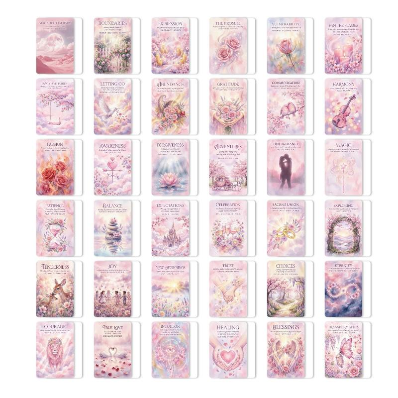 36-sheets pink and cozy Oracle card set for personal growth reflection Greetings card postcard for family