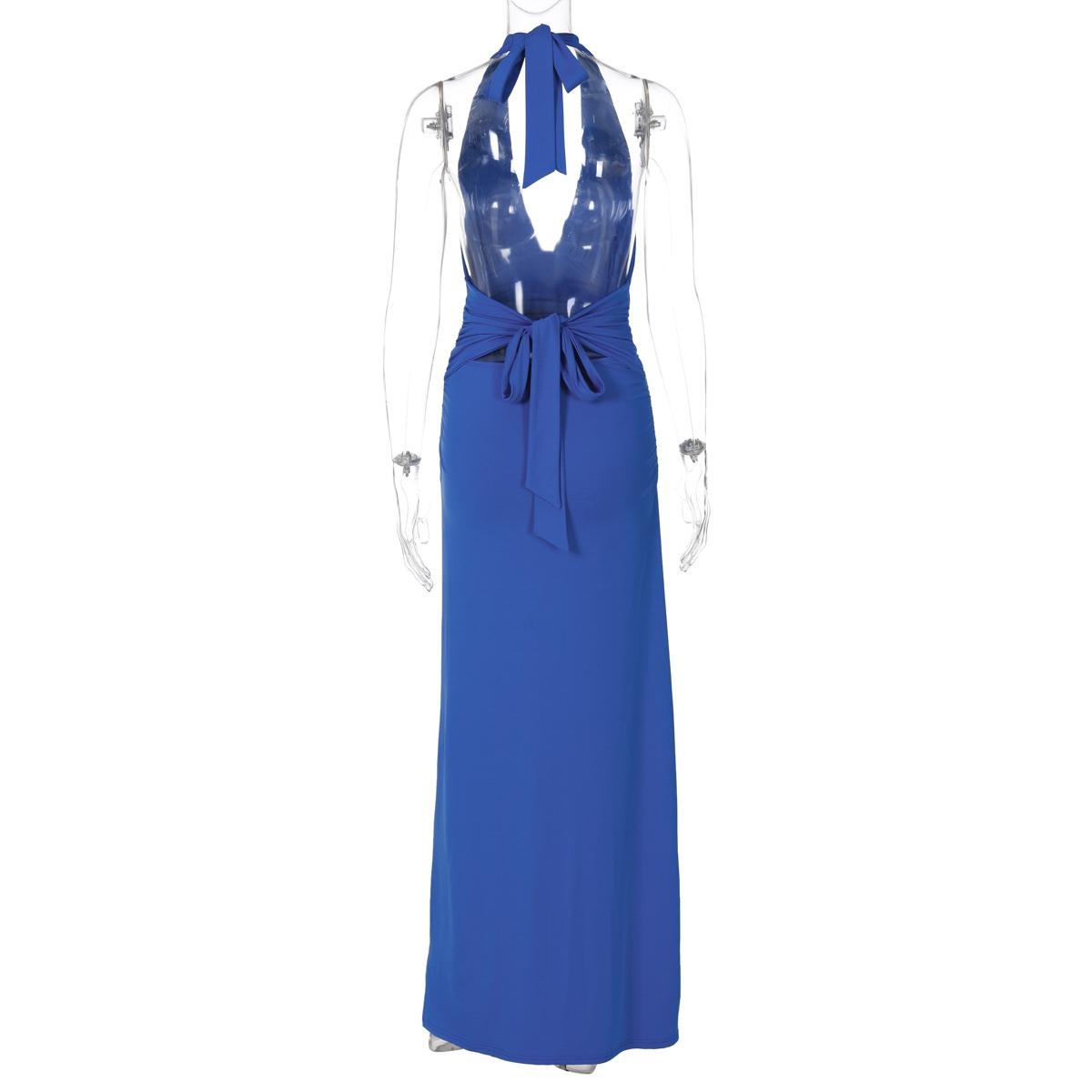 Women's Solid Backless Halter Neck Bodycon Evening Cocktail Dress, Fashion Casual Sleeveless Dress for Party Club Dating Wear, Ladies Summer Clothes Womenswear