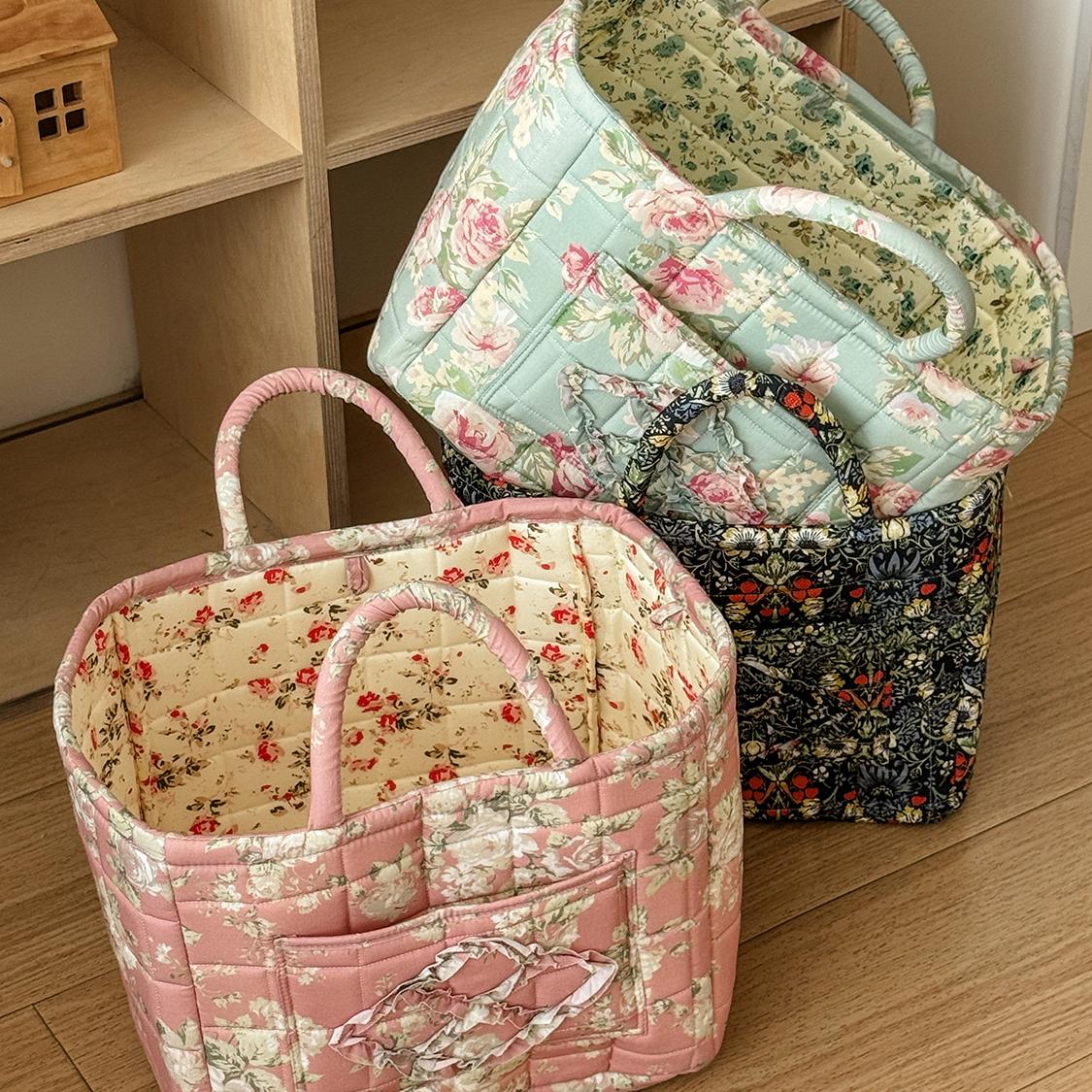 Large Flower Series Retro Floral Quilted Storage Basket, Foldable Fabric Handheld Basket, Home Organizer for Clothes and Toys, Space-Saving Spliced Retro Floral Storage Bin, Foldable Organizer for Storing Clothes, Towels, Toys, Travel and Picnic Supplies Large Flower Series Retro Floral Quilted Storage Basket, Foldable Fabric Handheld Basket, Home Organizer for Clothes and Toys, Space-Saving Spliced Retro Floral Storage Bin, Foldable Organizer for Storing Clothes, Towels, Toys, Travel and Picnic Supplies