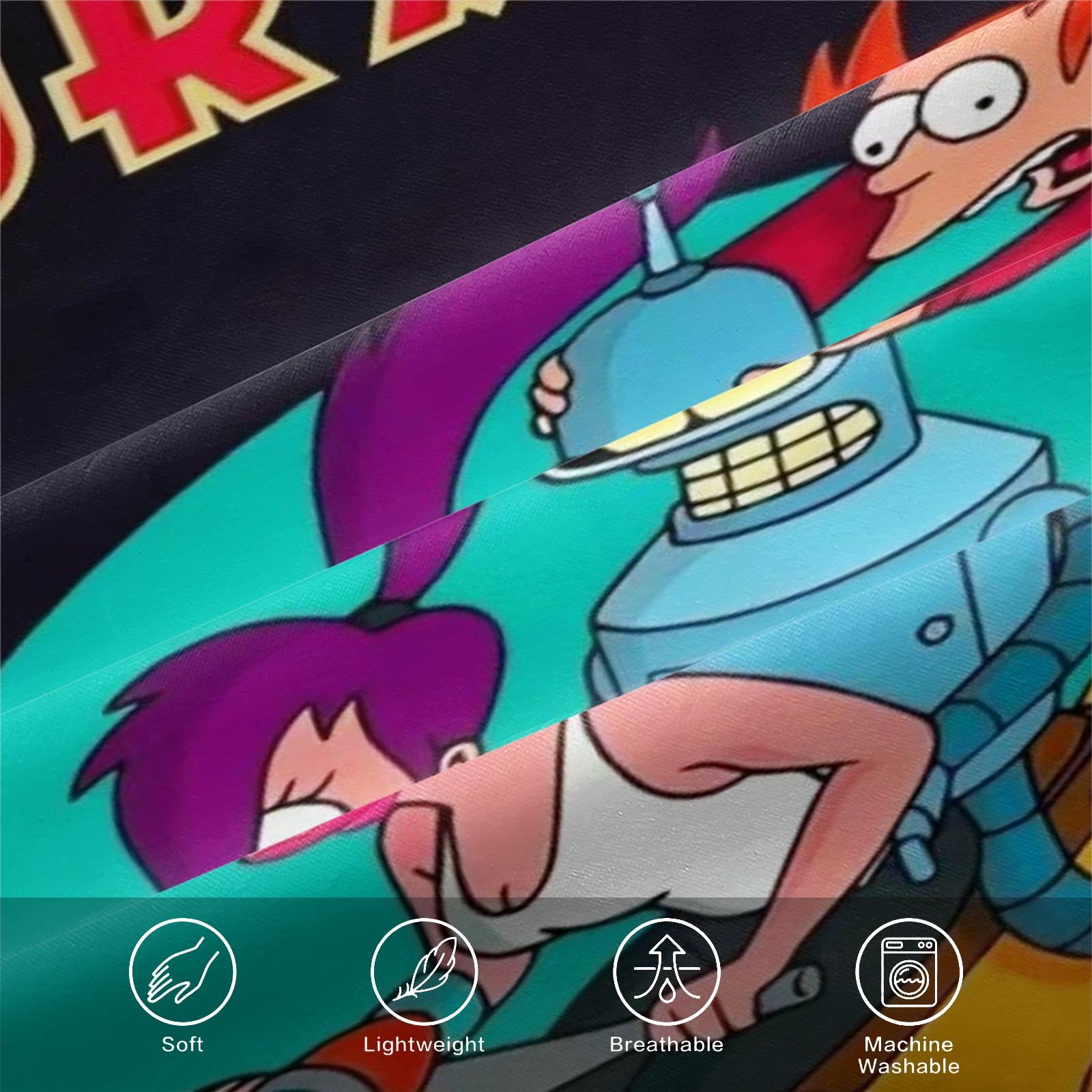 Futurama Cartoon Pattern Bedding Set, Soft Comfortable Durable Bedroom Decor Gift, Includes 1 Fitted Sheet and 1 or 2 Pillowcases, Soft Bedding Sets