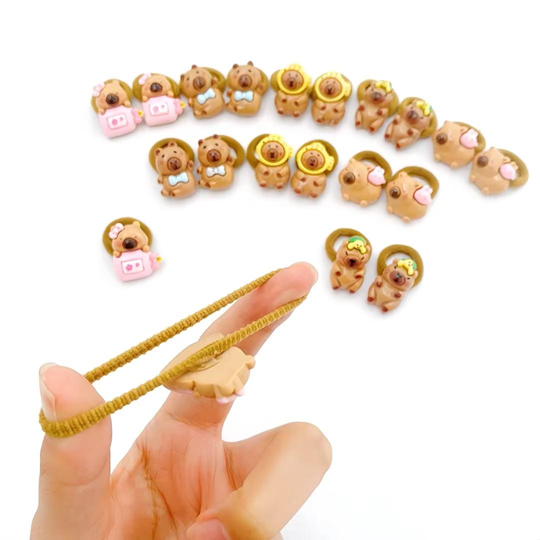 Cute Capybara Hair Ties Set, 20/10 Pieces Colorful Cartoon Resin Towel Rings, Non-Slip Kids Daily Casual Hairstyles Accessories, Hair Styling Accessories, Hair Accessories Sets, Hair Decor