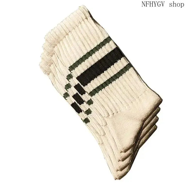 4 Pairs - Black and Green Stripes