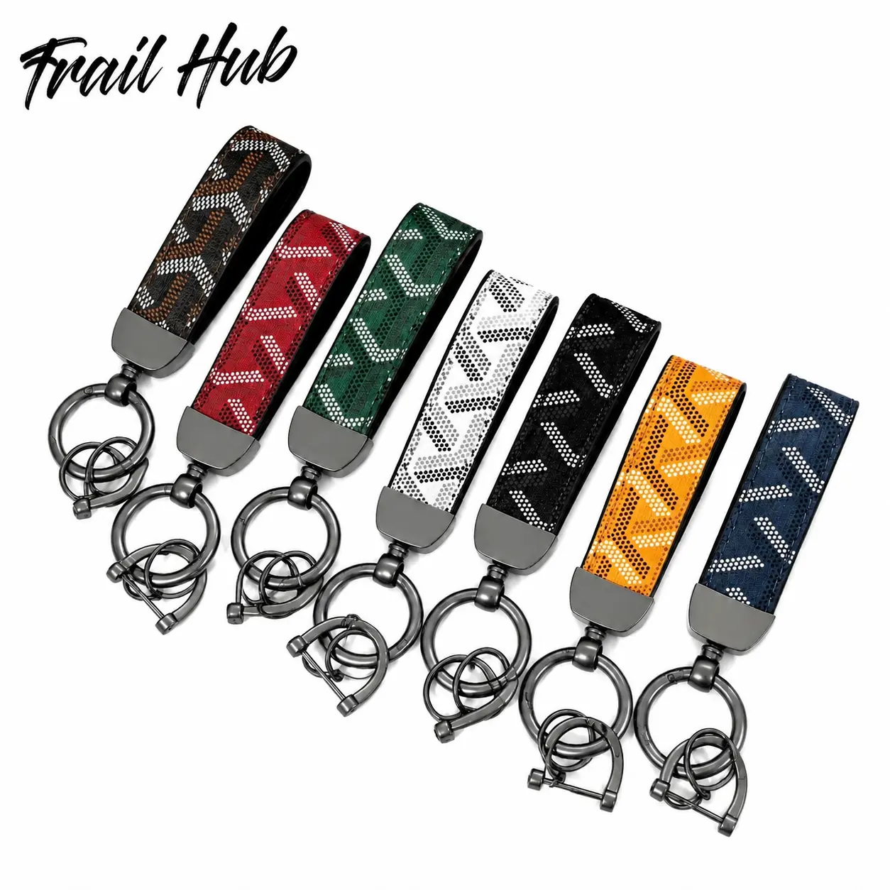 Women’s Durable Leather Keychain with Woven Nylon Strap, Braided Loop, Heavy-Duty Metal Keyring, Built-in Mini Screwdriver Carabiner Hook - Everyday Carry Fashion Accessory for Keys, Handbags, Outdoor Use