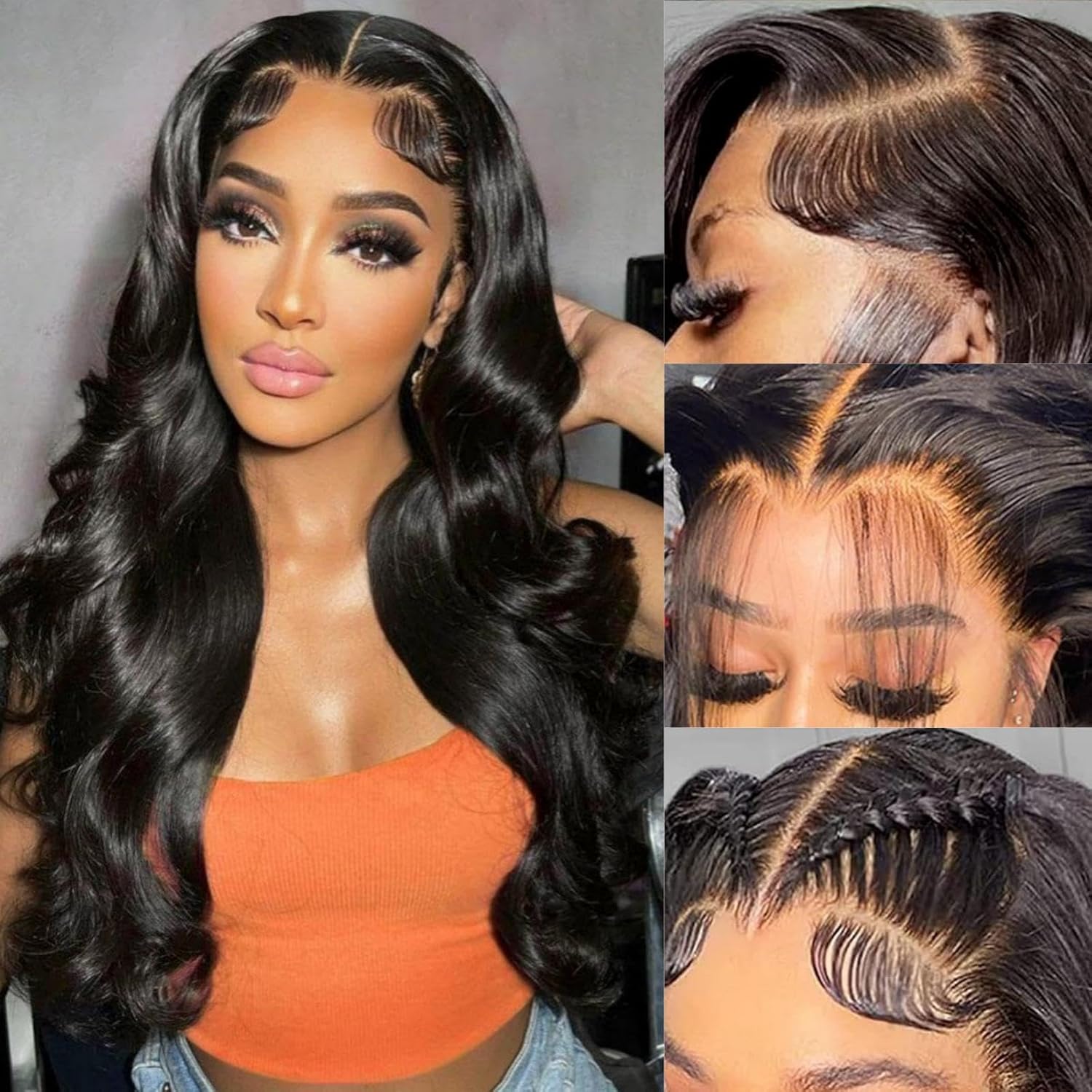 Subella 13x6 Lace Front Wigs Human Hair Pre Plucked Body Wave HD Lace Front Wigs Human Hair 200% Density Frontal Wigs Human Hair with Baby Hair