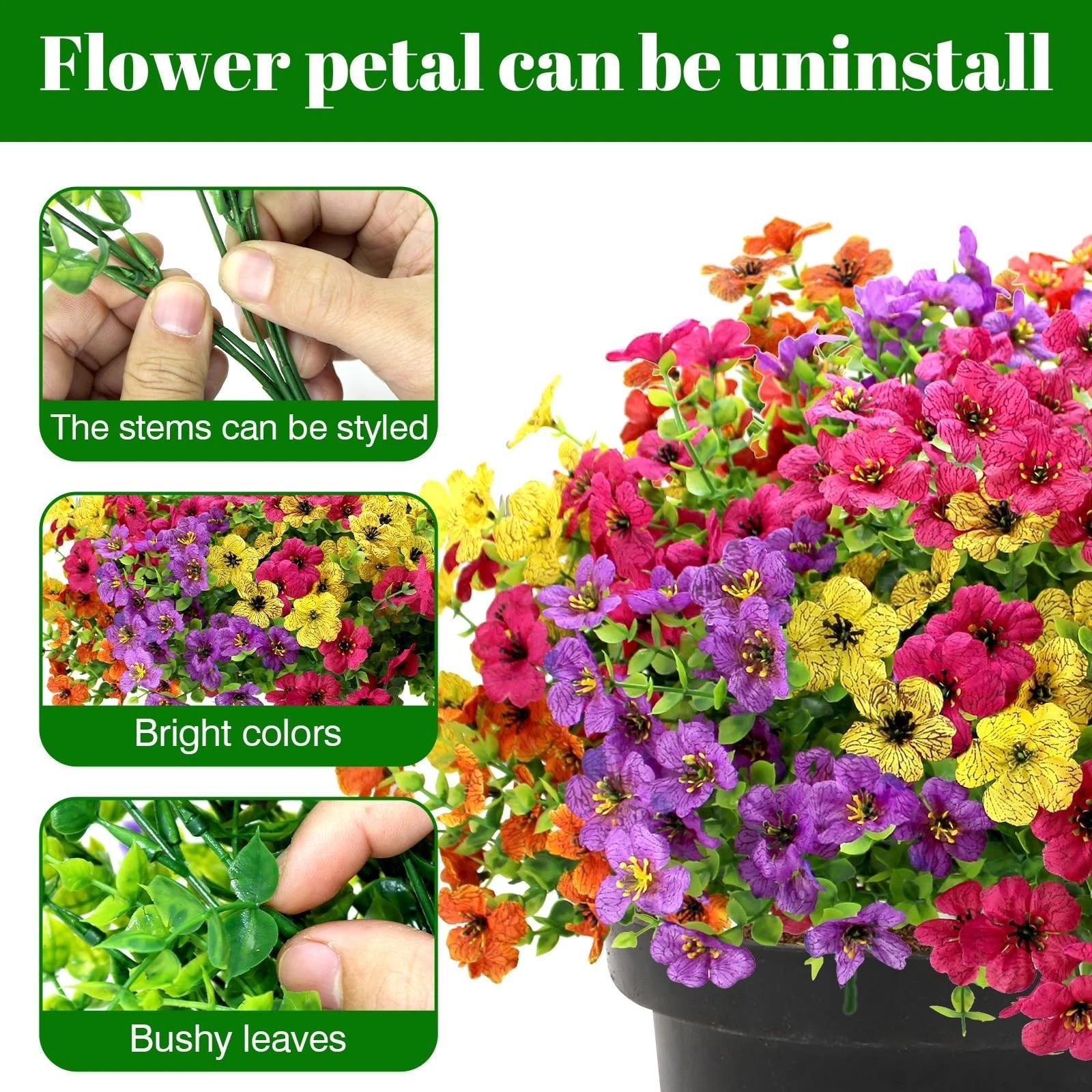 12-Piece Autumn Artificial Flower Bouquets, UV Protection Chrysanthemums, Outdoor Indoor Decor, 4 Colors, Full Season Home Decoration