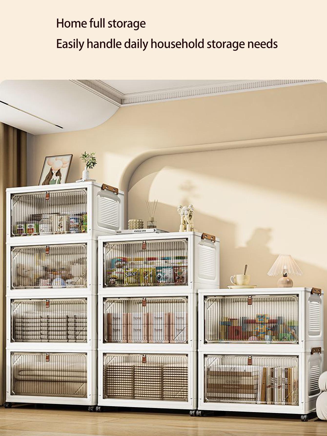 Large Capacity Foldable Storage Box, Collapsible Storage Box, Plastic Mobile Wardrobe Organizer, Clothes Sorting Cabinet, Space-Saving Design for Home Use