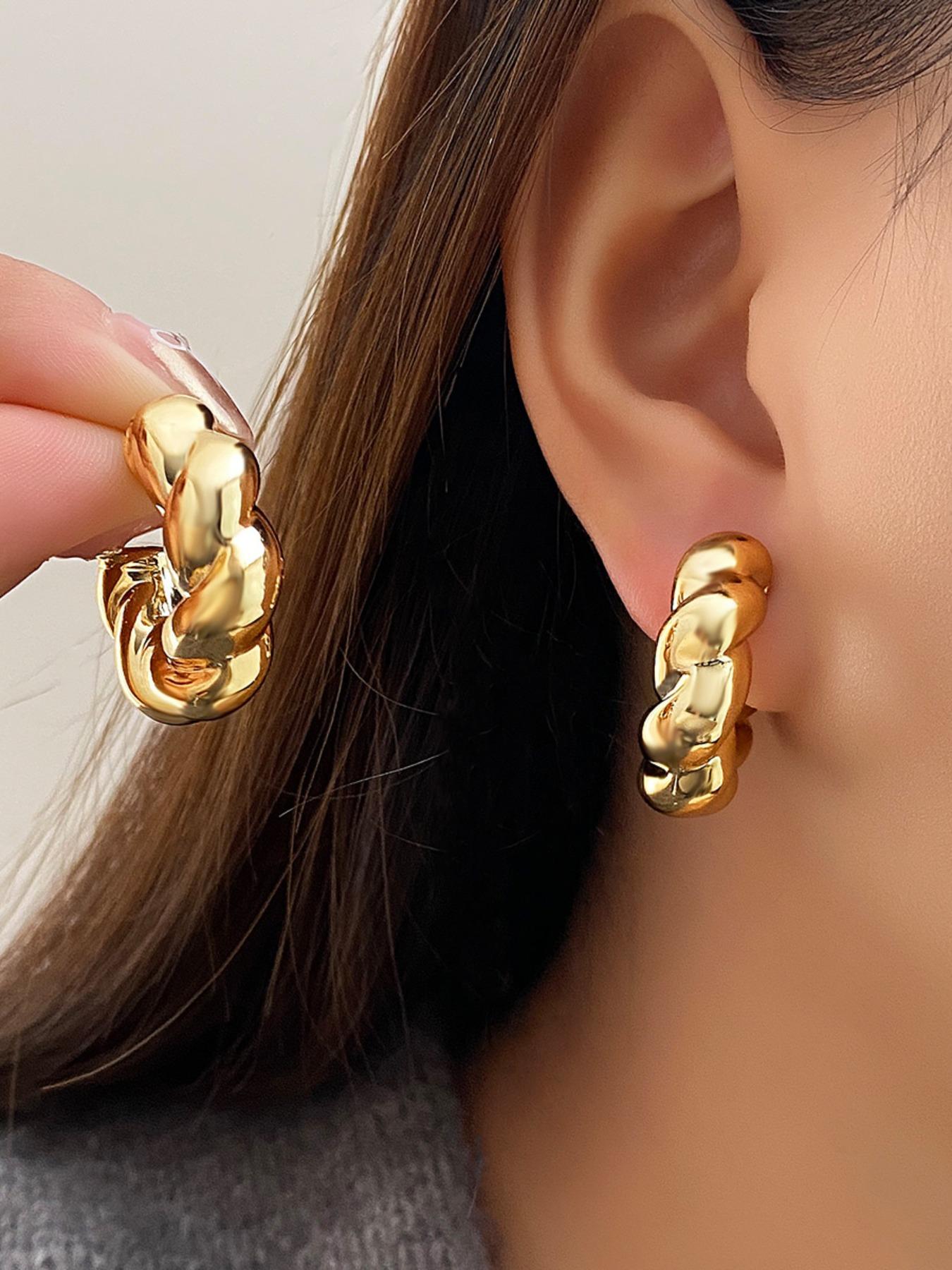 Women's Elegant Minimalist Hoop Earrings, Trendy Exquisite C-shaped Hoop Earrings, Chic All-match Vintage Jewelry As Gift for Girlfriend, Hoop Earring Sets, Hoops Set