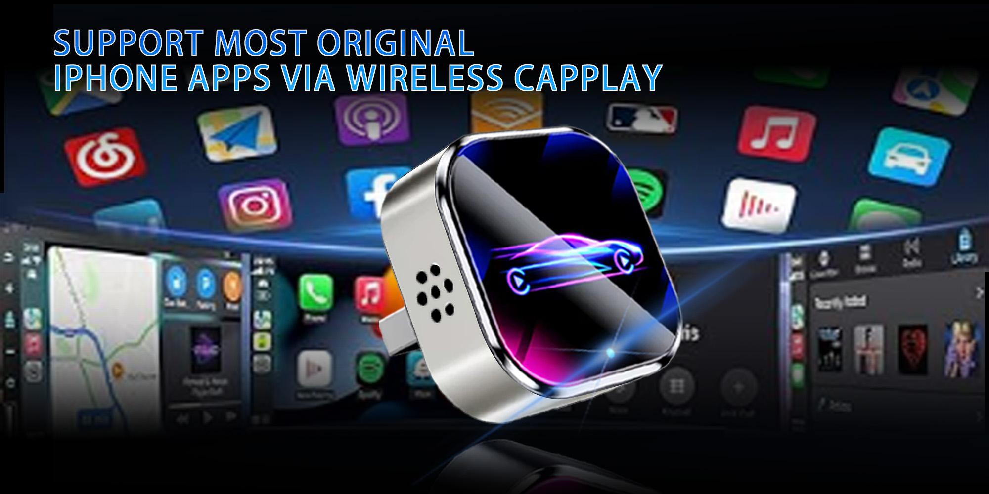 Two-In-One Wireless Car Adapter for iPhone Carplay/android, Fast Connection, No Delay, Hands-Free Calling, USB PD Charging