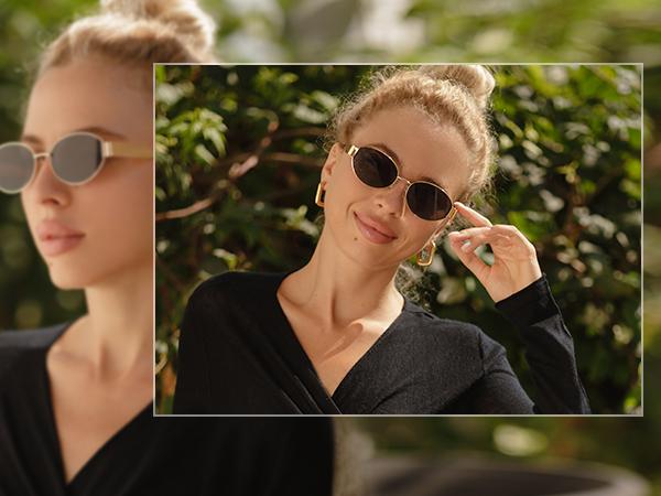 SOJOS Retro Oval Sunglasses for Women Men Trendy Sun Glasses Classic Shades UV400