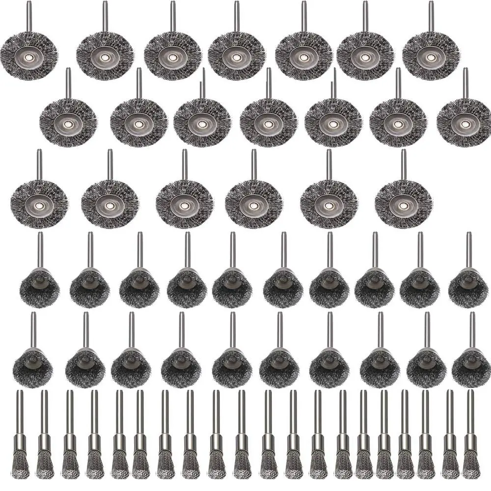 60 Pcs Steel Wire Wheels, Wire Brushes Set for Rotary Tool