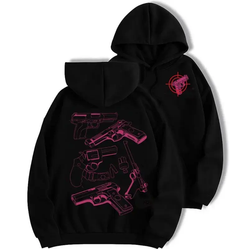 Relaxed Fit Gothic Hoodie with "In Glock We Trust" Witch Graphic, Unisex Fleece Pullover for Couples, Casual Halloween Streetwear, , M, Party, Tops, Sweatshirts, Menswear, Long Sleeve, New Year, Aesthetics, Thanksgiving