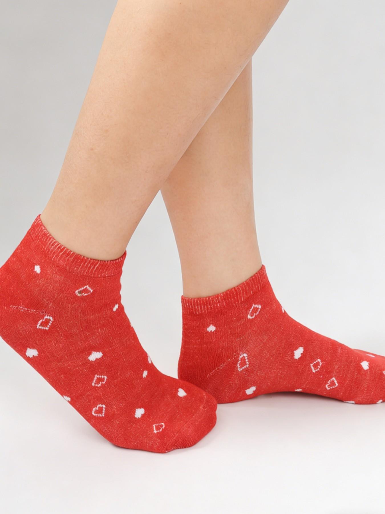 5 Pairs Random Strawberry Heart Series Girl Short Socks, Cute and Trendy Design, Perfect for Daily Wear, Comfortable and Stylish