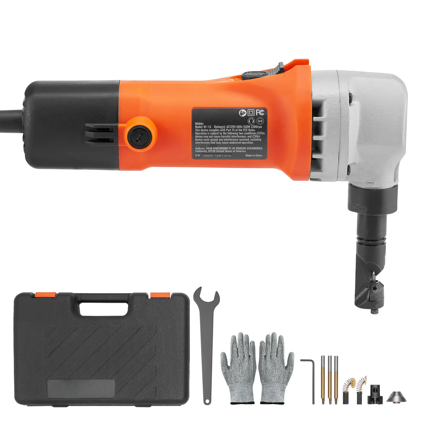 Sheet Metal Nibbler, 550W Powerful 2200 RPM High Speed, 360 Degree Rotation Electric Nibbler Metal Cutter, Straight Curve and Circle Cutting for Stainless Steel, Aluminum, Plastic, Wood Board