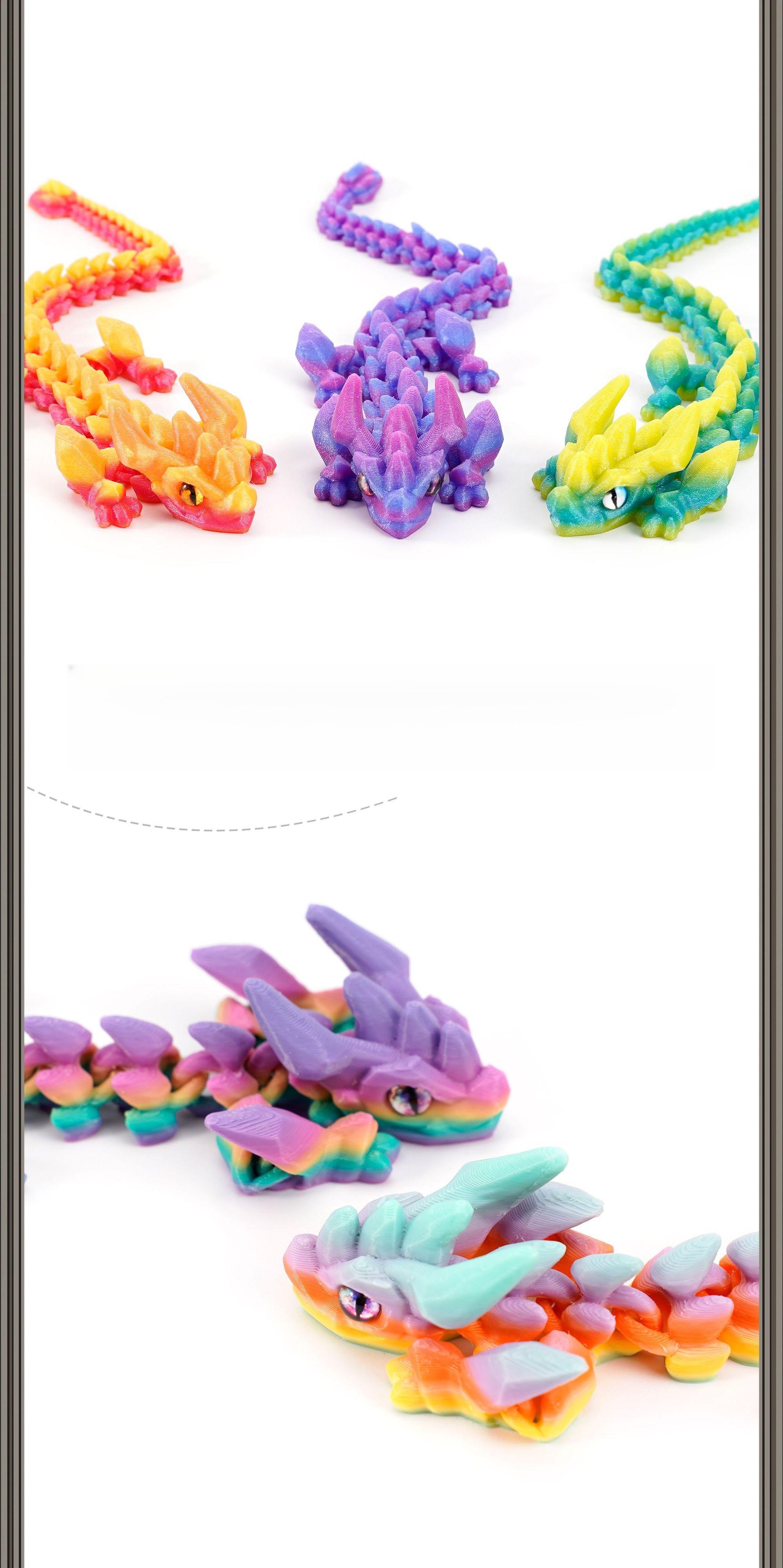 3D Printed Jointed Crystal Dragon Figurine, New Collectible Hand Model Set, Decorative Mythical Creature Ornament