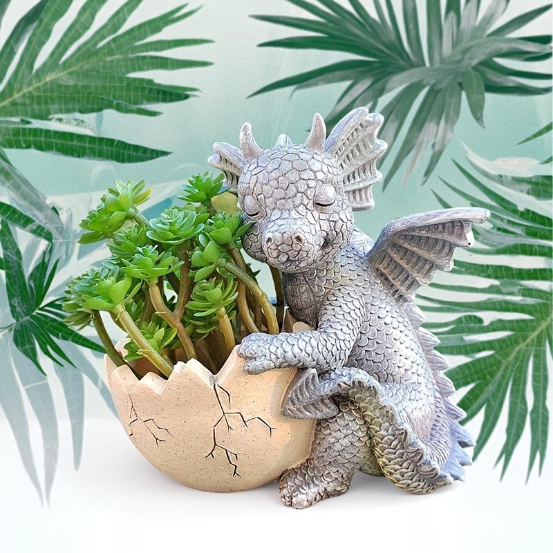 Mini Cute Dragon Succulent Planter Pot, Cartoon Resin Plant Pot with Drainage, Decorative Desktop Flower Pot for Home Office Indoor Bonsai Cactus Garden Decor