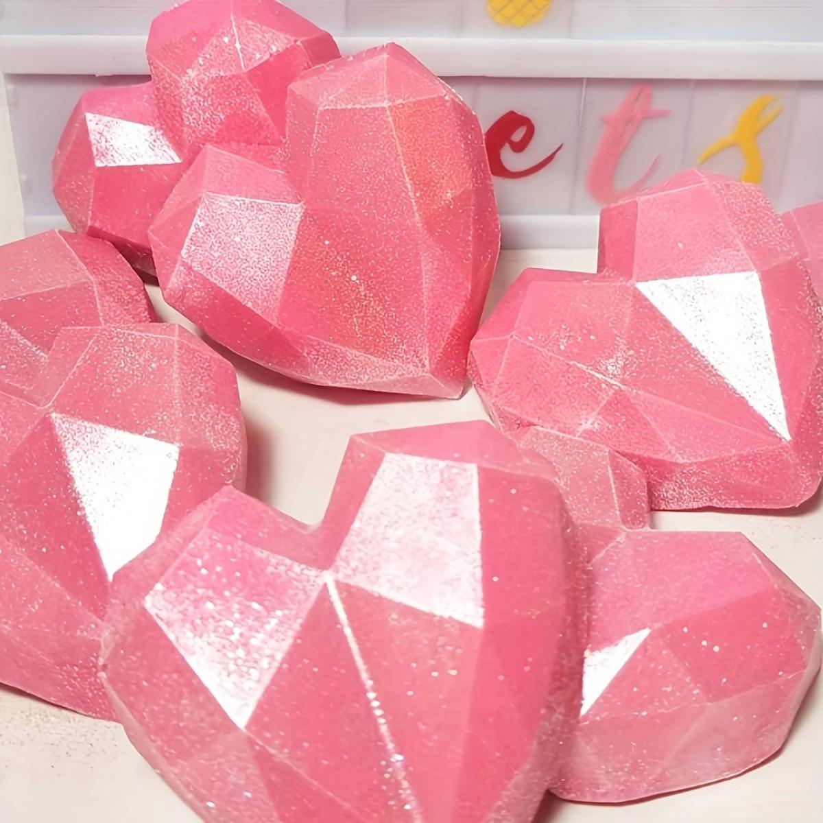 1pc 8-Cavity Diamond Heart Silicone Mold Valentine’s Day Chocolate Candy Mousse Cake Bomb Mold for Baking Heart Shaped Soap Making Mold