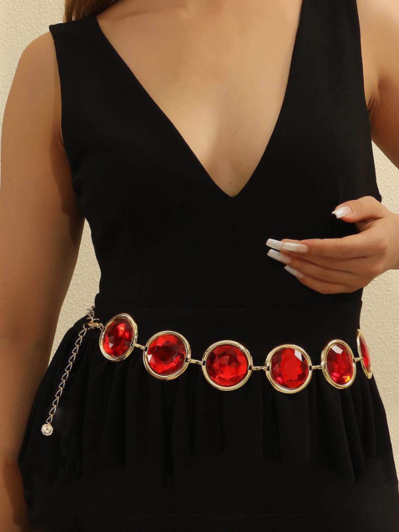 red waist belts for dresses FIBBIA Buckle Belts Dress in Red
