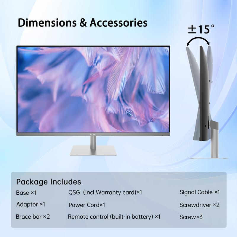 KTC 32 Inch 4K Smart Monitor with Google TV System 3840 * 2160P Netflix Licensed Type C 65W PD Speakers 5W*2 Dolby Audio Hey Google Voice Remote HDR WiFi Bluetooth VESA Tiltable 32 in Smart TV