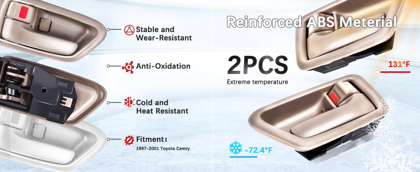 2Pcs Interior Door Handles, Front Rear Driver & Passenger Side Replacements for 1997 1998 1999 2000 2001 Toyota Camry, Replaces# 69206-AA010-E0, 69205-AA010-E0, Beige/Tan 2Pcs Interior Door Handles, Front Rear Driver & Passenger Side Replacements for 1997 1998 1999 2000 2001 Toyota Camry, Replaces# 69206-AA010-E0, 69205-AA010-E0, Beige/Tan