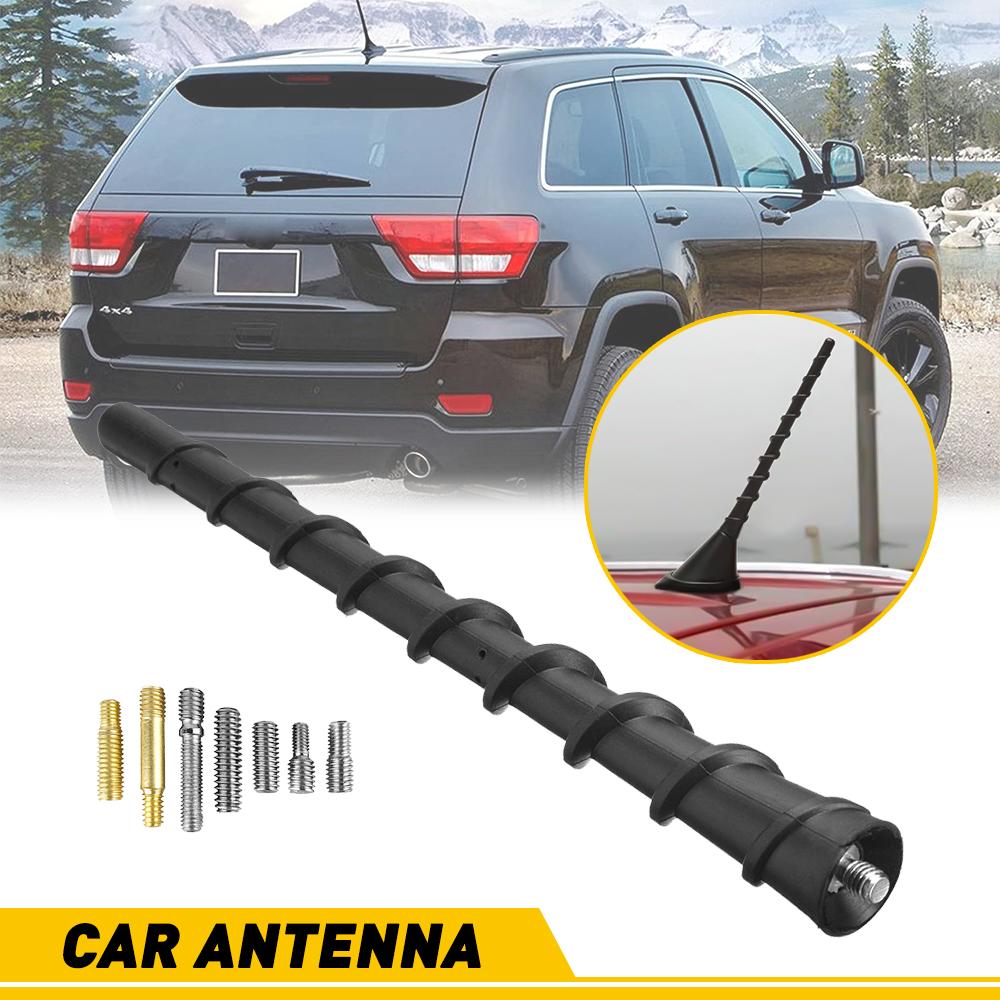 OXILAM Car Truck Spiral Antenna, 7 Inch Waterproof PVC Rubber Antenna Mast Replacement, Vehicle Radio FM AM Antennas, Flexible Short Antenna for Cars Trucks SUVs Off-Roads,Replacement Widely Compatible(with 7 Screws)