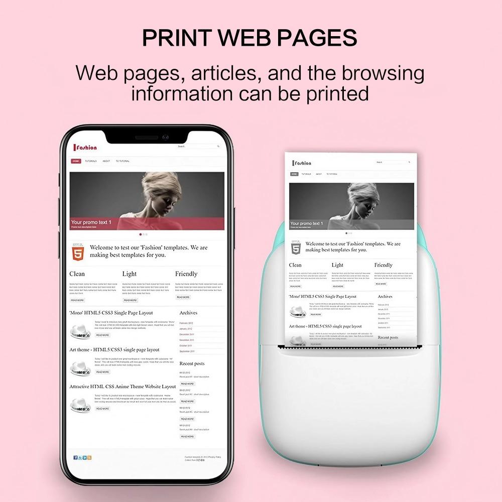 Mini Portable Bluetooth Thermal Sticker Printer Wireless Ink-Free Mobile Photo Printing Tool for Labels Flashcards Receipts with 14 Rolls Paper Value Bundle