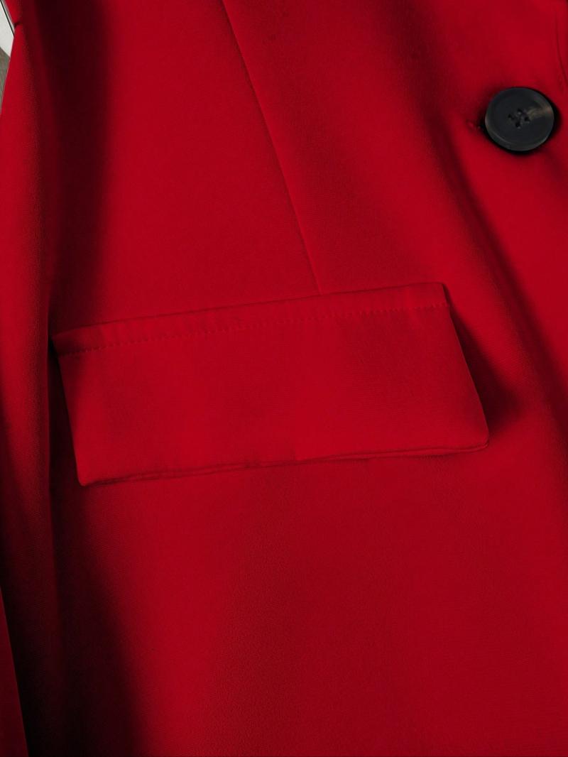 Women's Spring & Fall Solid Color Lapel Long Sleeve Single Button Casual Commuter Blazer Jacket, Fitted Plain Design