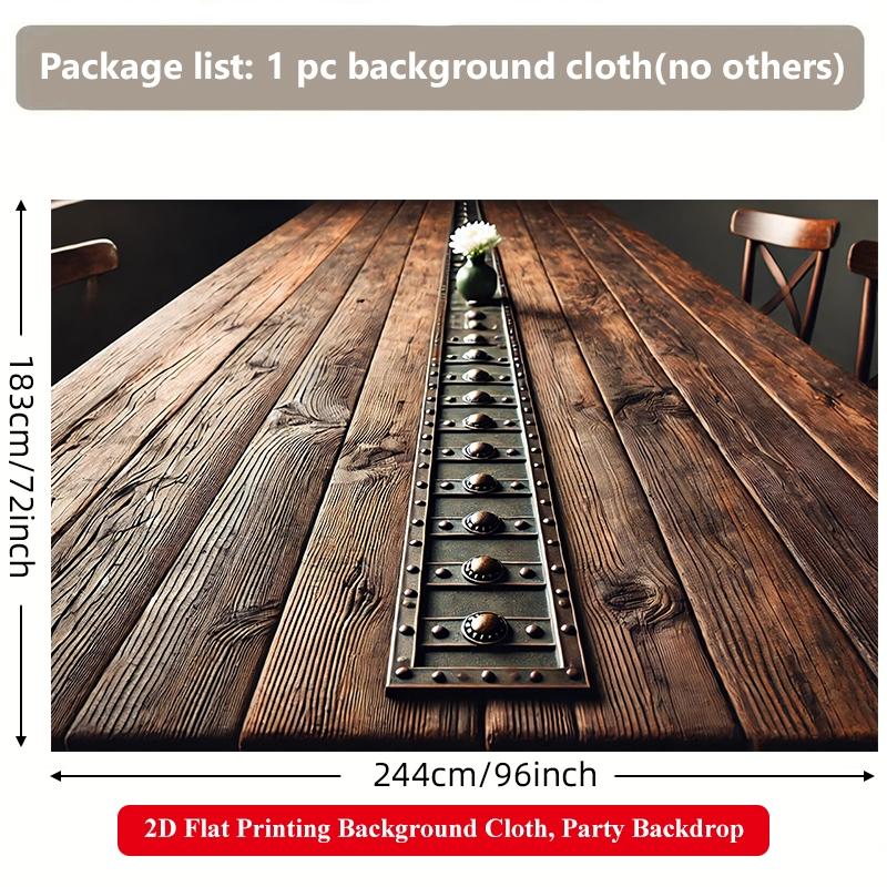 2D Flat Printing Backdrop Banner 1pc, Wooden Table With Artistic Vase Vibrant Polyester Background Cloth for Family Party, Wedding, Birthday, Christmas, Thanksgiving, Fall, Entryway, Room Decorations, Easy to Set Up, Reusable
