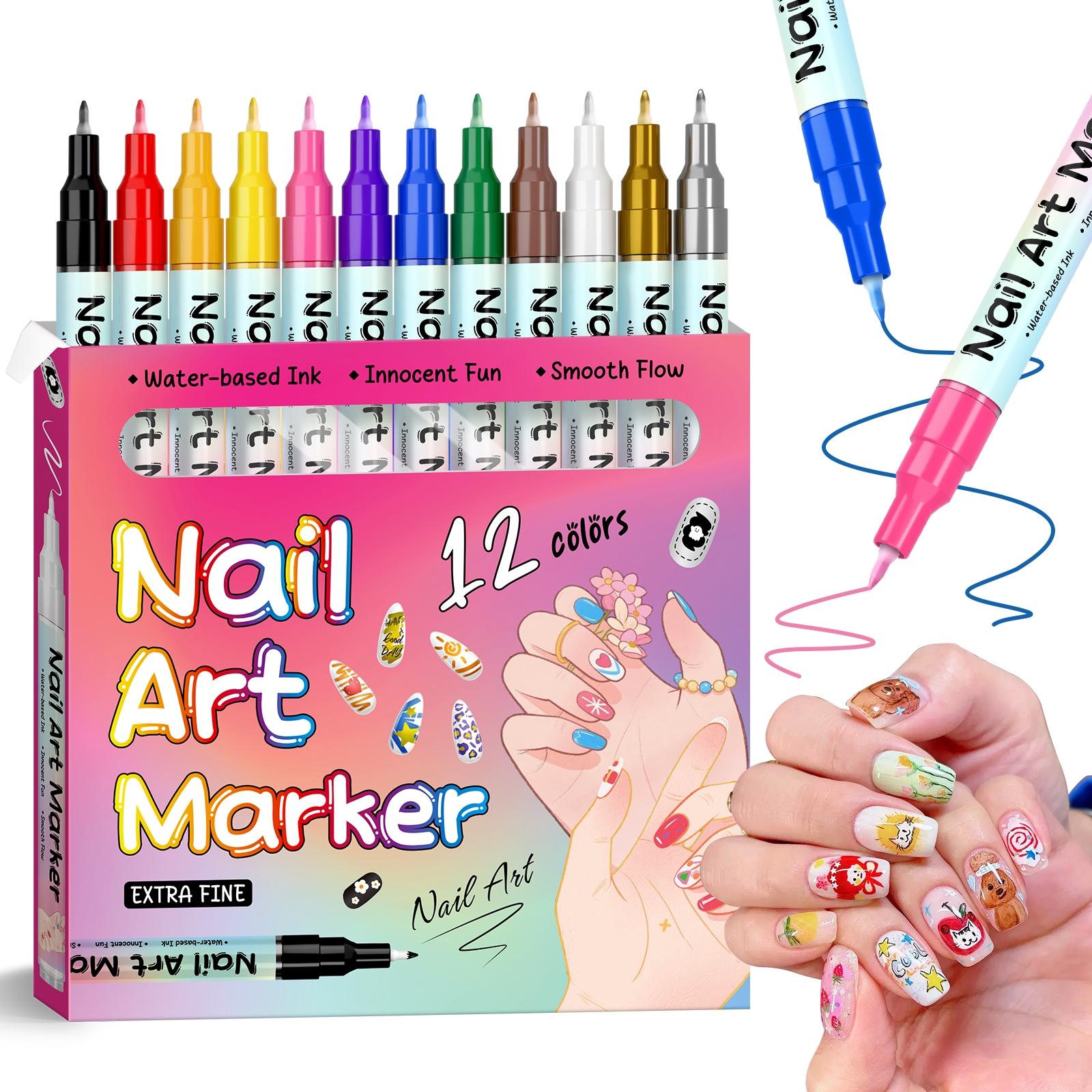 Nail Markers For Nail Art, 12/24 Colors Nail Art Pens Set, Diy Nail Art Marker, 3d Nail Polish Pens, Dry Nail Art Nail, For Art Drawing Painting Point Dotting Manicure Tools Nail Design