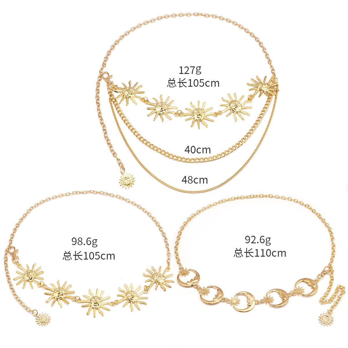 Chunky Multilayer Punk Gothic Moon Sun Waist Chain Metal Waist Belts for Women Dress Jewelry Body Chain Jewelry Цепочка На Талию