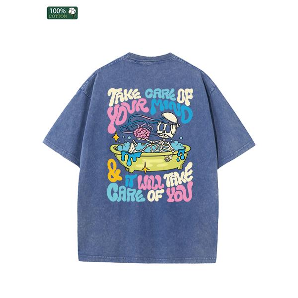 All-Season Men's Clothing, Printed Men's Fashion T-shirts, High-quality Heavy Washed Tee, Round Neck Loose Large Size Men's Short Sleeves Graphic Top.