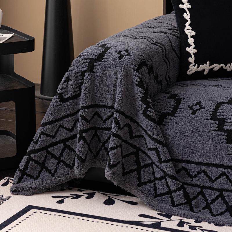 Moroccan Style Plush Thick Sofa Blanket, Sofa Slipcover, Non-Slip Easy Washable, Durable Anti-Scratch Couch Pad, Multiple Colors and Sizes Available